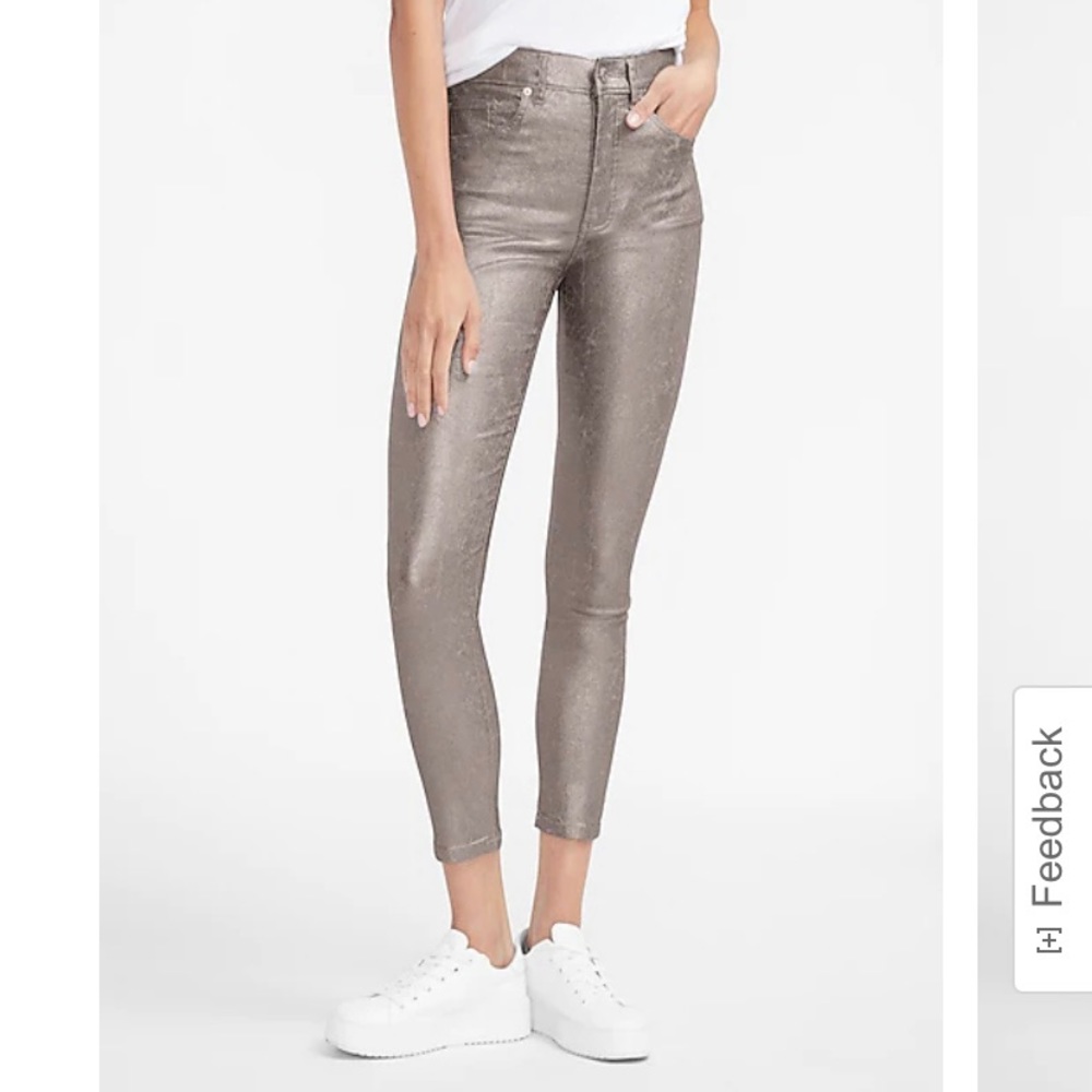 NWT Super High Waist Metallic Foil Skinny Pant